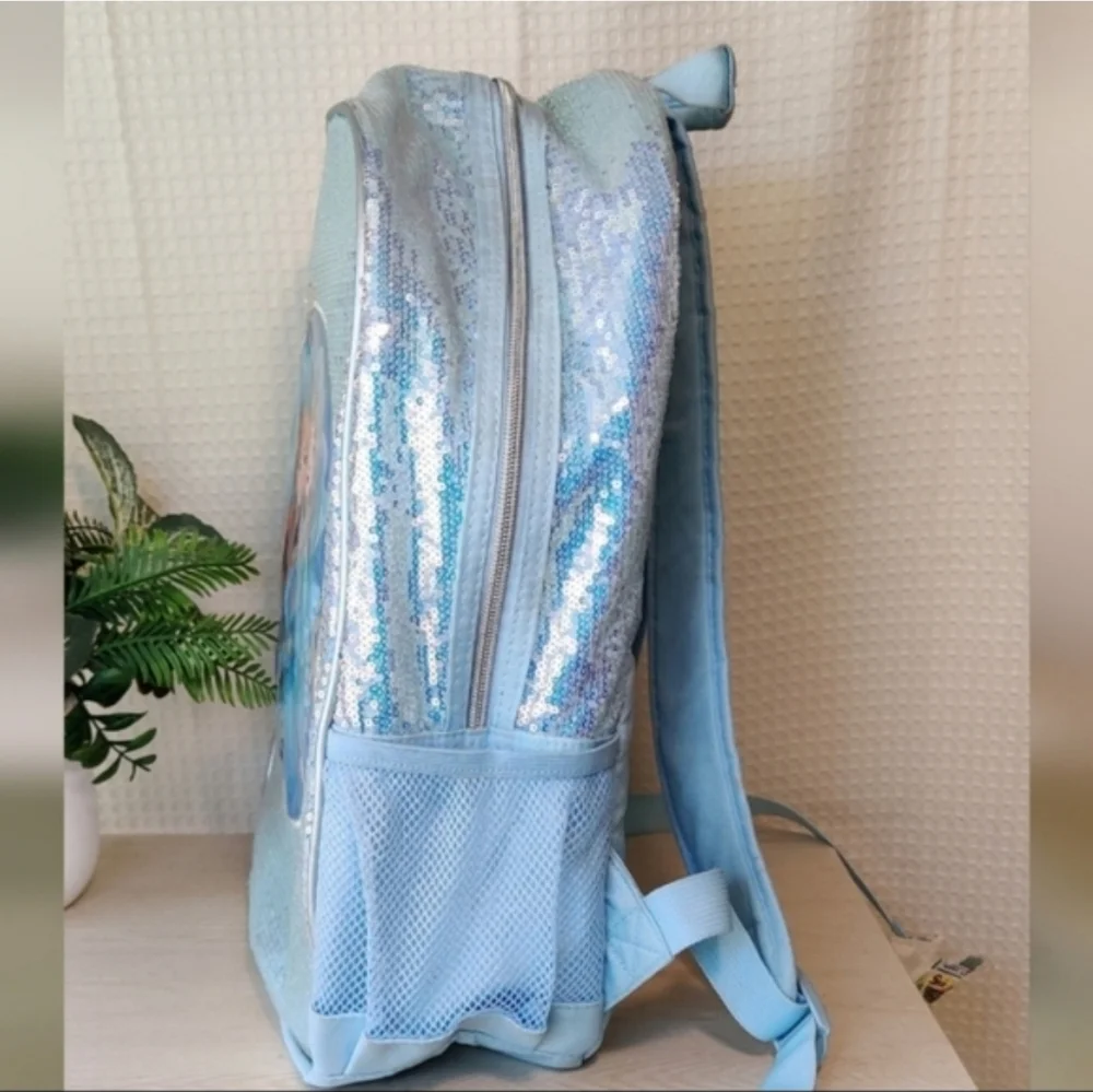 Disney Frozen ll Elsa and Ana Light Blue Sequins & Snowflakes Backpack